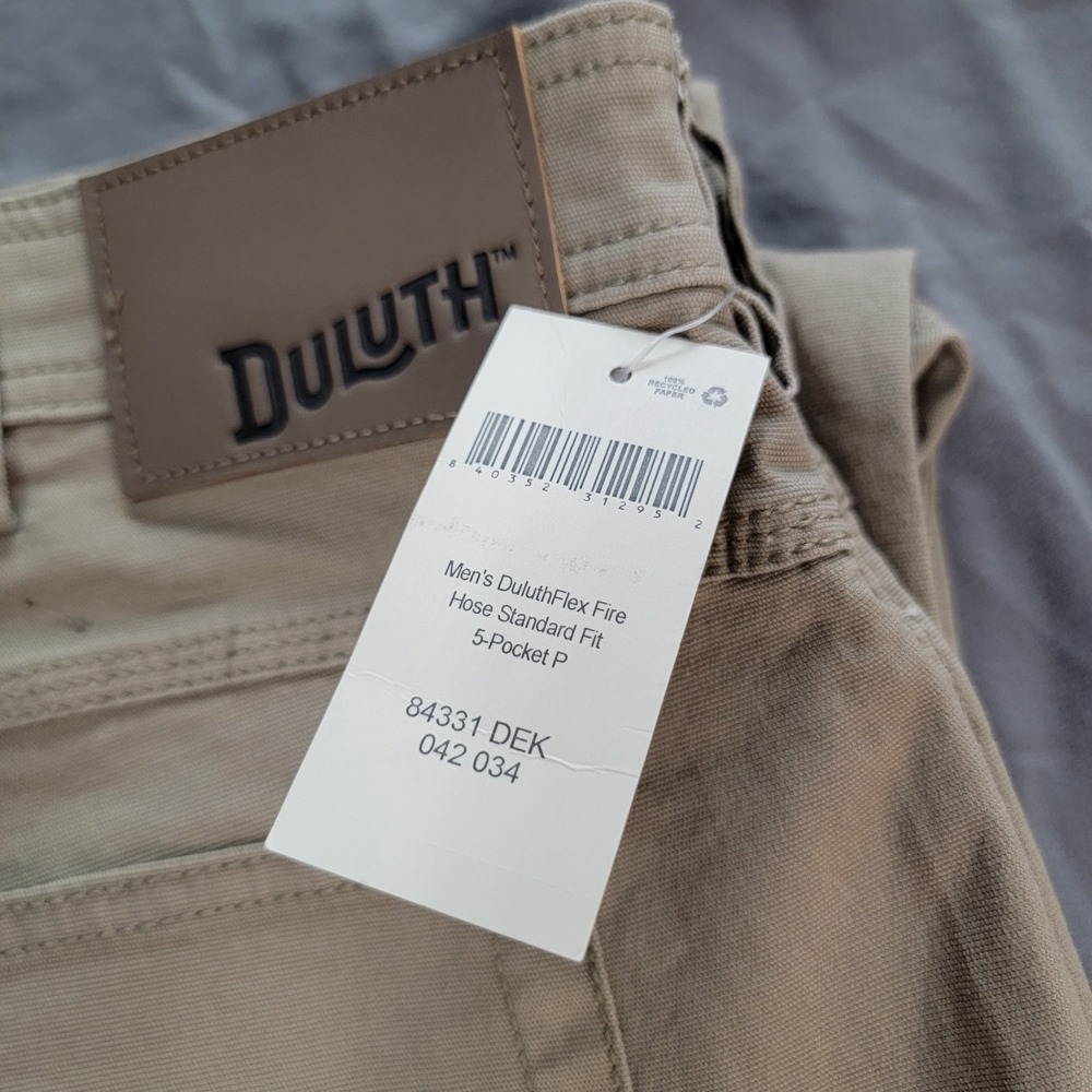New Duluth Flex Fire Hose Pants Men's 42x34 Brown 5 Pocket Canvas Durability NWT - Picture 12 of 12